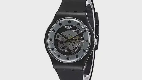 Swatch Unisex SUOZ147 Silver Glam Analog Display Quartz Black Watch