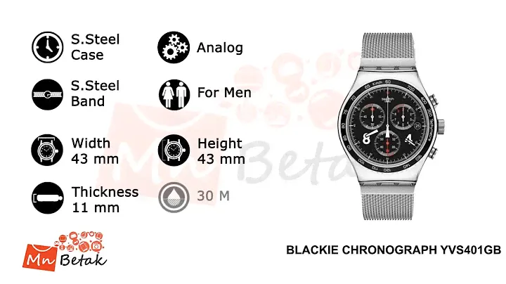 Swatch BLACKIE CHRONOGRAPH Watch YVS401GB ساعه سواتش MnBetak.com