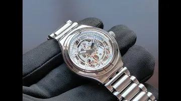 Relógio Usado Swatch Irony Uncle Charly YAS112G Esqueleto Automático em Aço